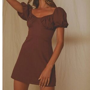 Peppermayo Brown Linen Mini Dress